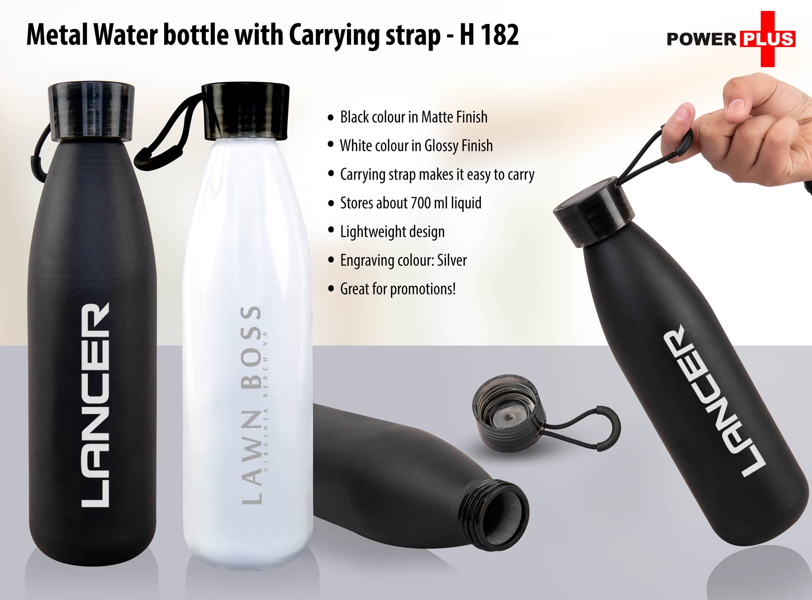 H182 - Metal water bottle with carrying strap (700 ml approx) - Best ...