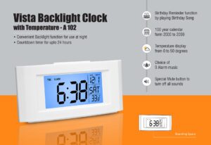 A102 - Vista Backlight clock with Temperature