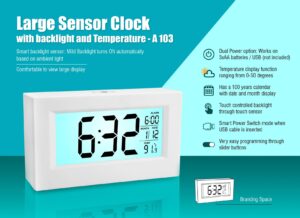 A103 - Large Sensor clock with backlight and Temperature