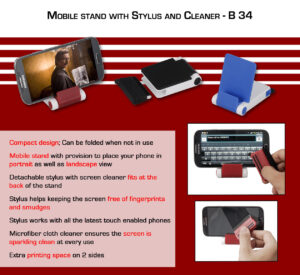 B34 - Folding mobile stand with detachable stylus and cleaner