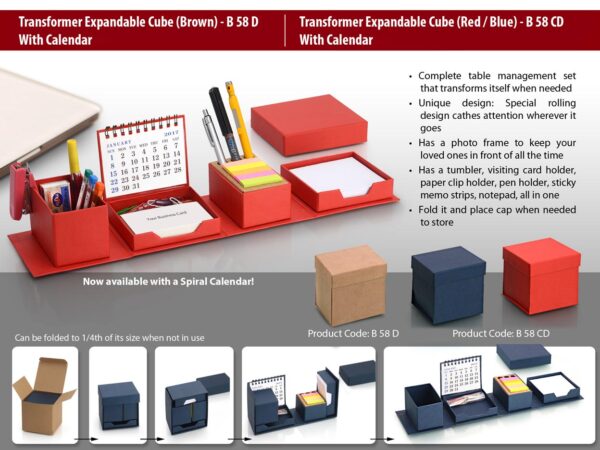 B58CD - Transformer expandable cube: complete desk set (with calendar)