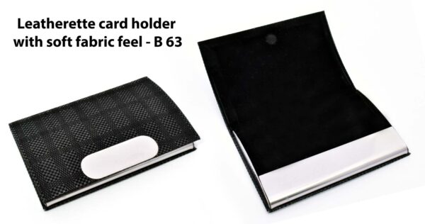 B63 - Leatherette Card holder with soft fabric feel