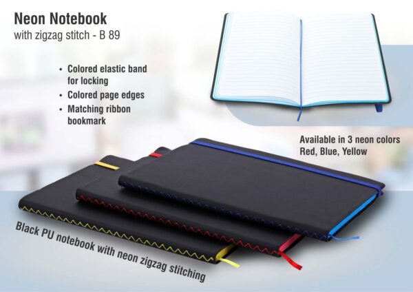 B89 - Neon notebook with zigzag stitch