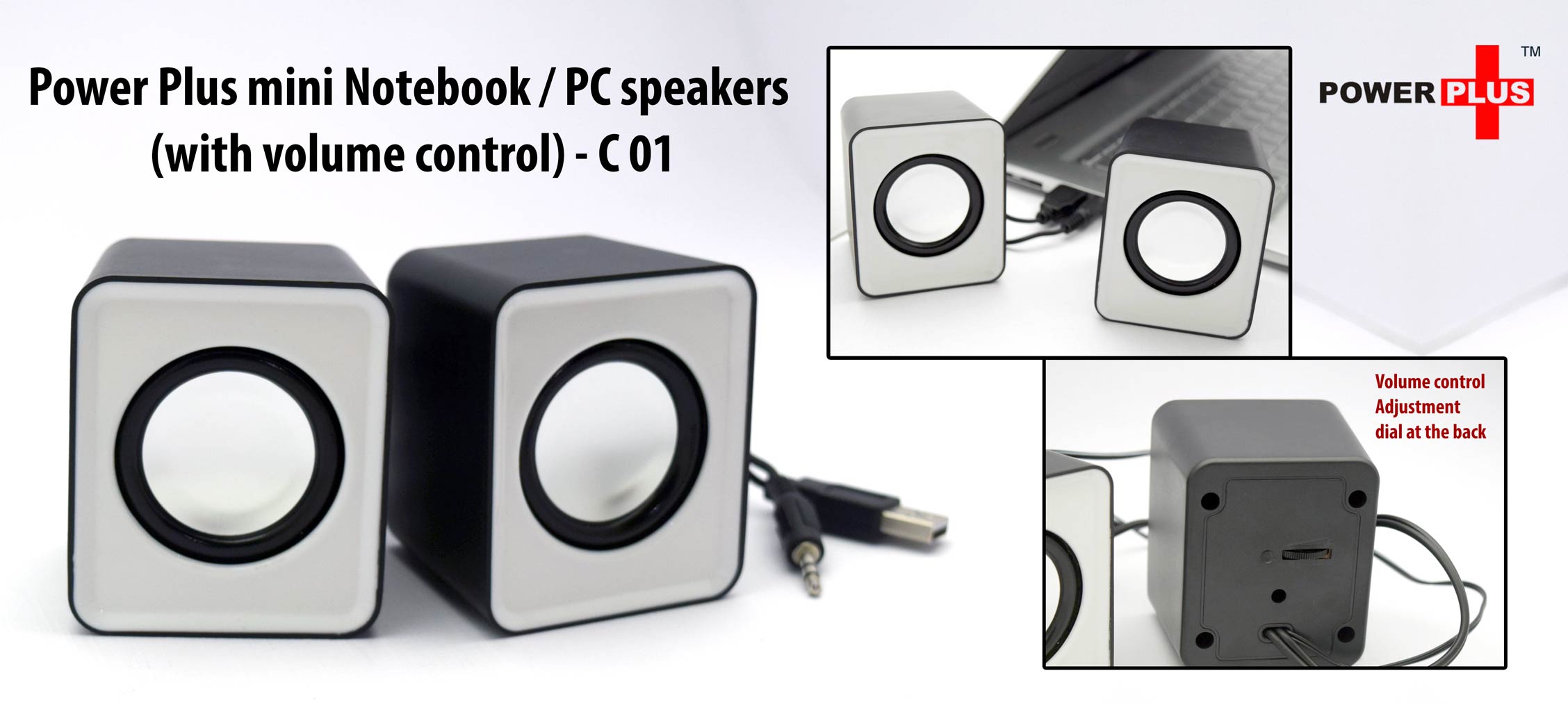 Computer Speakers With Remote Volume Control C01 - Mini Notebook / PC speakers with volume control | 6W Output | Set