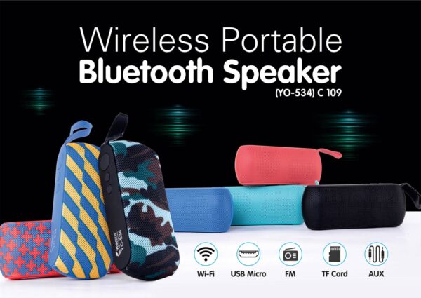 C109 - Half barrel bluetooth speaker with silicon strap | with USB / TF card / Aux / FM (YO - 534)