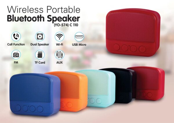 C110 - TV style bluetooth speaker | with USB / TF card / Aux / FM / TWS support / Mic in