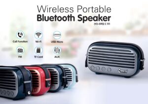 C111 - Oval bluetooth speaker with PU carrying strap | with USB / TF card / FM / Aux (YO - 593)