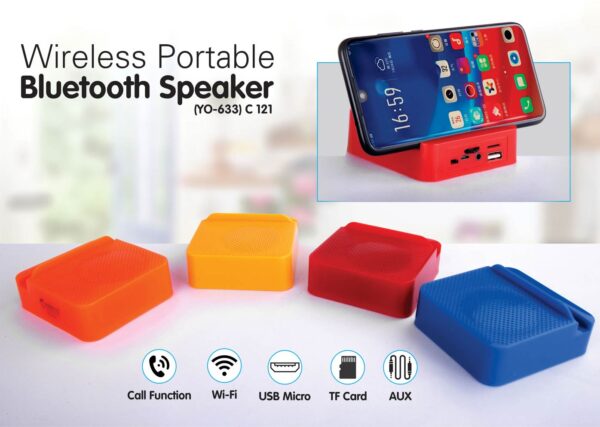 C121 - Mini bluetooth speaker with mobile stand |  with USB / TF card / Aux / FM (YO - 633)