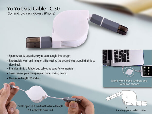 C30 - Yo yo data cable (for android / windows / iPhone)