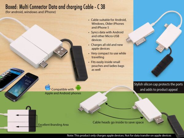C38 - Boxed: Multi connector Data and charging cable