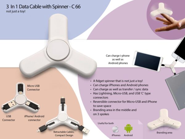 C66 - 3 in 1 Data cable with spinner