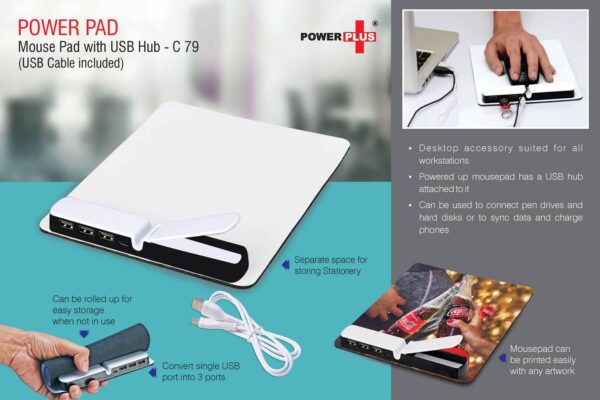 C79 - PowerPad: Mouse Pad With Usb Hub (USB cable included)