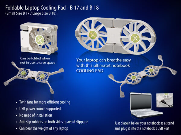 CB17 - Folding Laptop stand with USB Fan (Small)