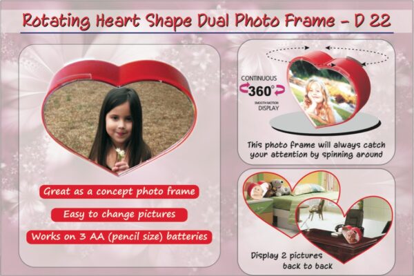 D22 - Rotating heart shape dual photo frame