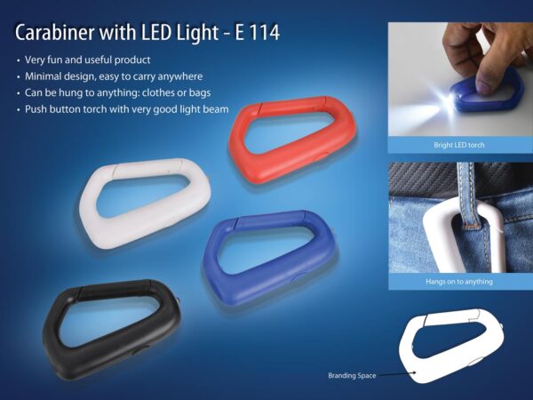 E114 - Carabiner with LED light (with battery)