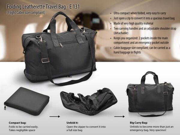 E131 - Folding Travel Bag (Leatherette) (Flight cabin size compliant)