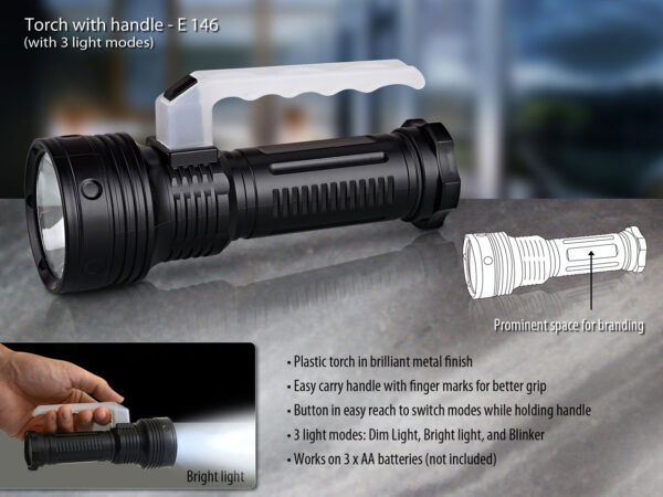 E146 - Torch with handle (3 light modes)