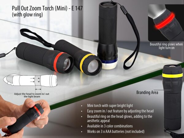 E147 - Pull out Focus torch (mini) (1 watt LED)