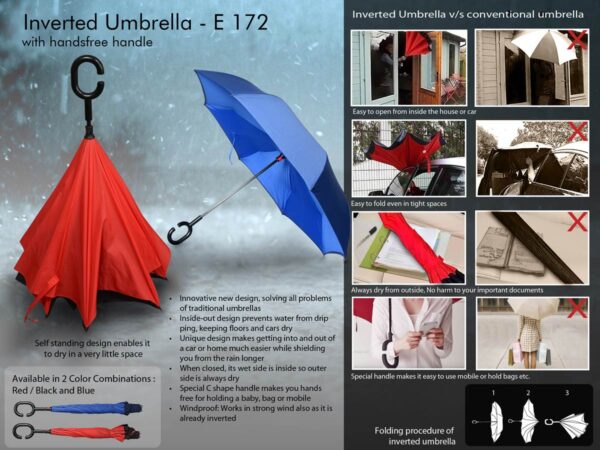 E172 - Inverted umbrella with handsfree handle