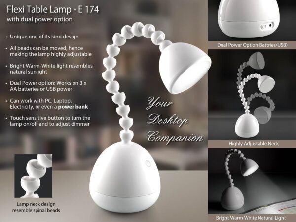 E174 - Flexi desk lamp (with dual power option)