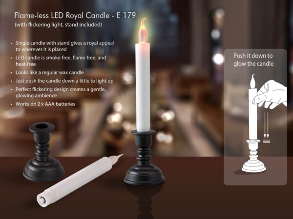 E179 - Flame-less LED flickering candle with stand