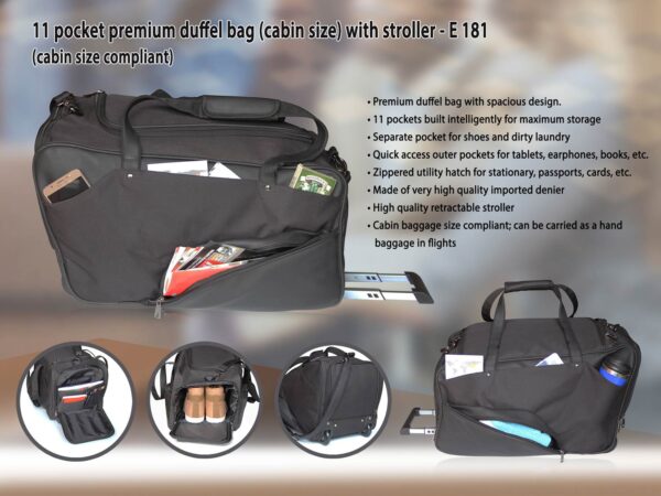 E181 - 11pocket premium duffel bag (cabin size) with stroller