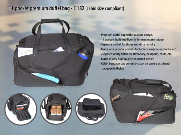 S-E182 - 11pocket premium duffel bag (cabin size)