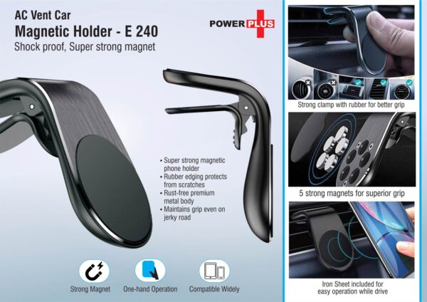 E240 - AC vent car magnetic phone holder | Shock proof | Super strong magnet