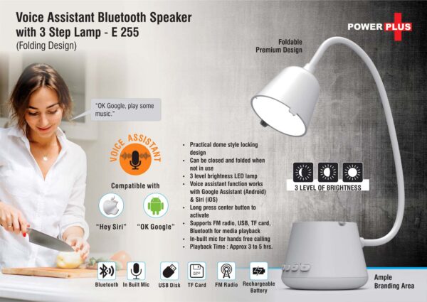 E255 - Voice Assistant Bluetooth speaker with 3 step lamp (folding design)