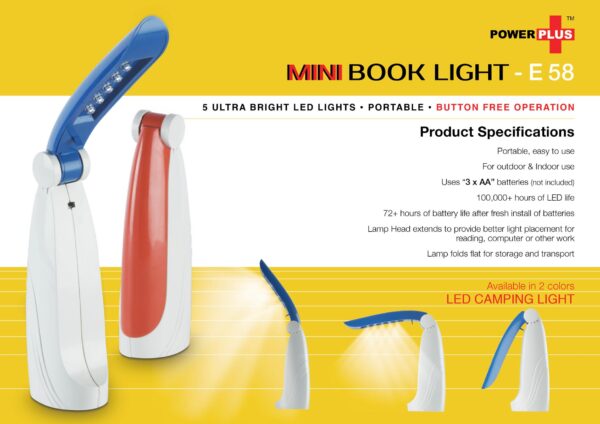 E58 - Power Plus Book Reading Light (New Packing)
