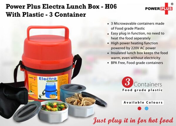 H06 - Power Plus Electra Lunch Box Plastic- 3 Container