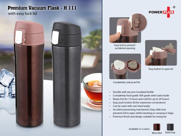 H111 - Premium Vacuum Flask with easy lock lid (500ml approx)