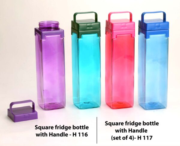 H117 - Square fridge bottle with Handle (Set of 4)