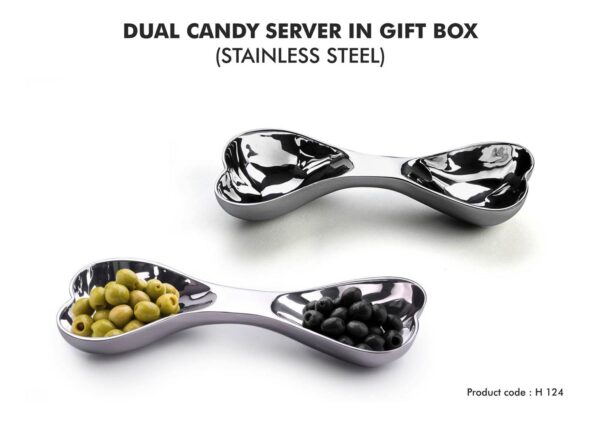 H124 - Stainless steel Dual Candy Server (in gift box)