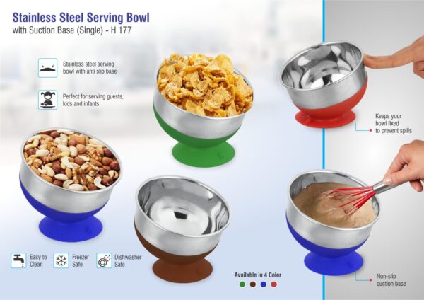 H177 - Stainless steel Serving bowl with suction base