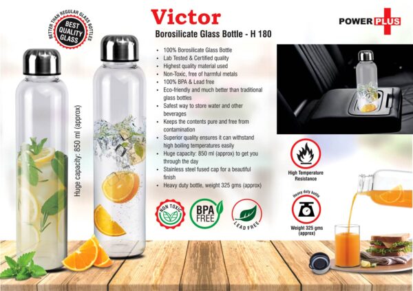 H180 - Victor: Borosilicate glass bottle (850 ml approx)