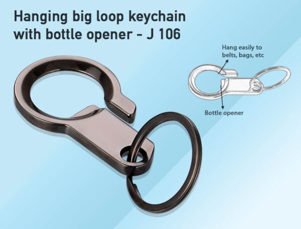 J106 - Hanging big loop keychain with bottle opener