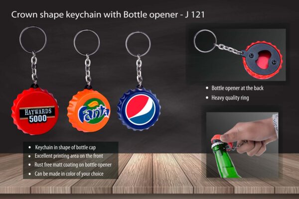 J121 - Crown shape keychain with Bottle opener