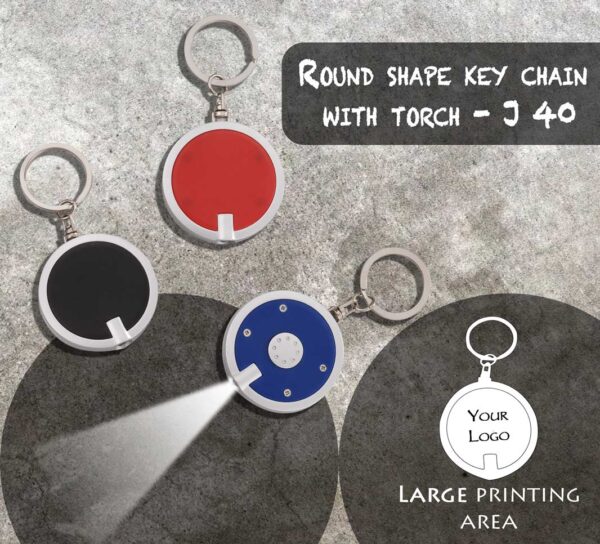 J40 - Round shape key chain with torch