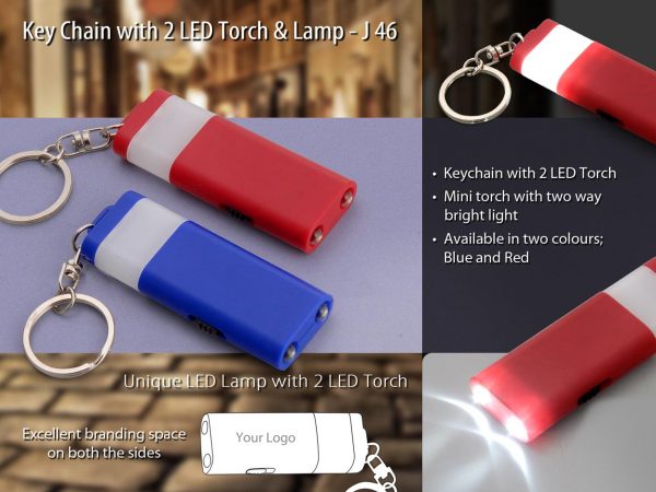 J46 - Keychain with 2 LED torch and lamp