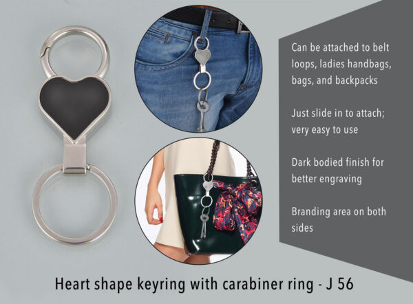 J56 - Heart shape keyring with carabiner ring