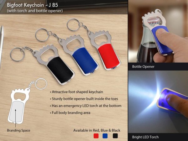 J85 - Bigfoot Keychain with torch and bottle opener