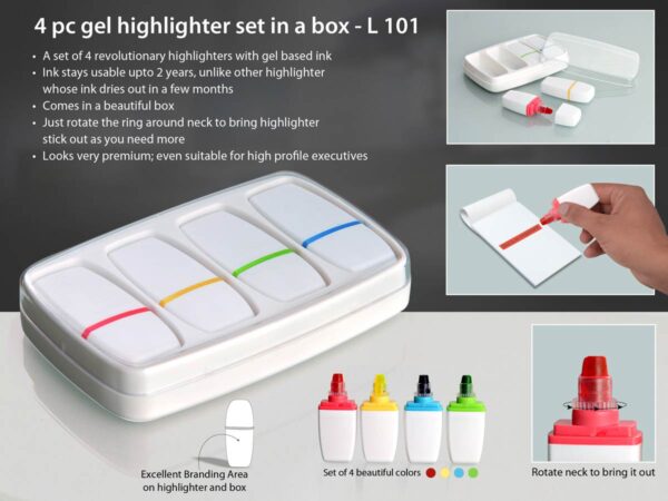 L101 - 4 pc gel highlighter set in a box