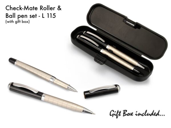 L115 - Check mate roller and ball pen set (with box)