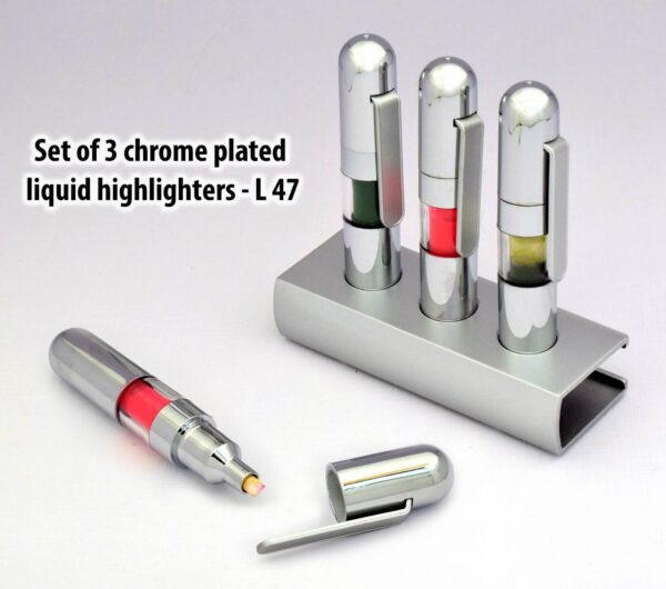 L47 - Set of 3 chrome plated liquid highlighters