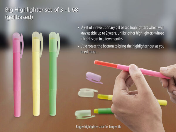 L68 - Big Highlighter set of 3 (gel based)