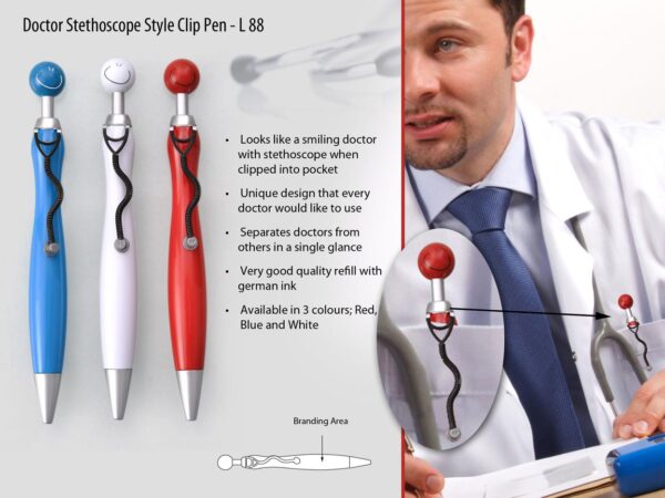 L88 - Doctor stethoscope style clip pen