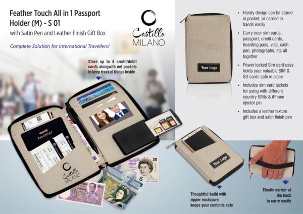 S01 - Feather touch All in 1 Passport holder (with pen)