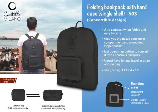 S03 - Folding backpack with hard case (single shell) by Castillo Milano