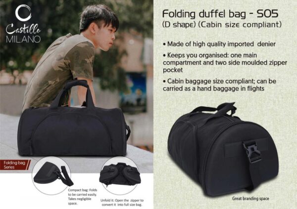 S05 - Folding duffel bag (D shape) (cabin size compliant) by Castillo Milano